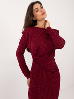 Hurt Bordowa koktajlowa sukienka z błyszczącymi aplikacjami