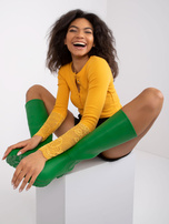 Jasnopomarańczowa prążkowana bluzka z koronką Beatrice RUE PARIS