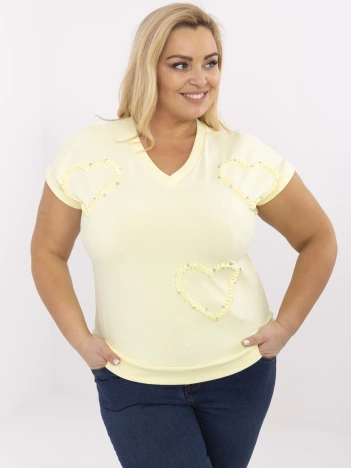 Jasnożółta bluzka plus size z krótkim rękawem