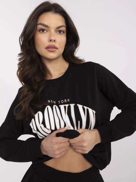 Czarny dresowy komplet z bluzą oversize