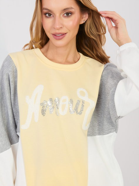 Pastelowy żółty dresowy komplet z cekinami RUE PARIS
