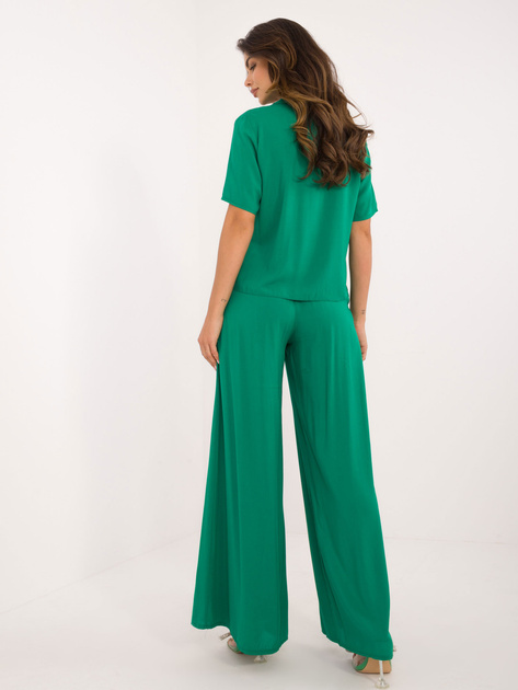 Hurt Zielony damski komplet letni z szerokimi spodniami