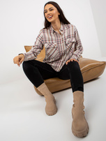 Hurtownia Jasnobeżowa damska koszula w kratę z wiskozy 