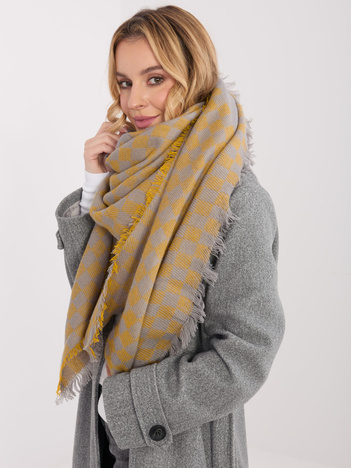 Szaro-żółty szal w geometryczny wzór