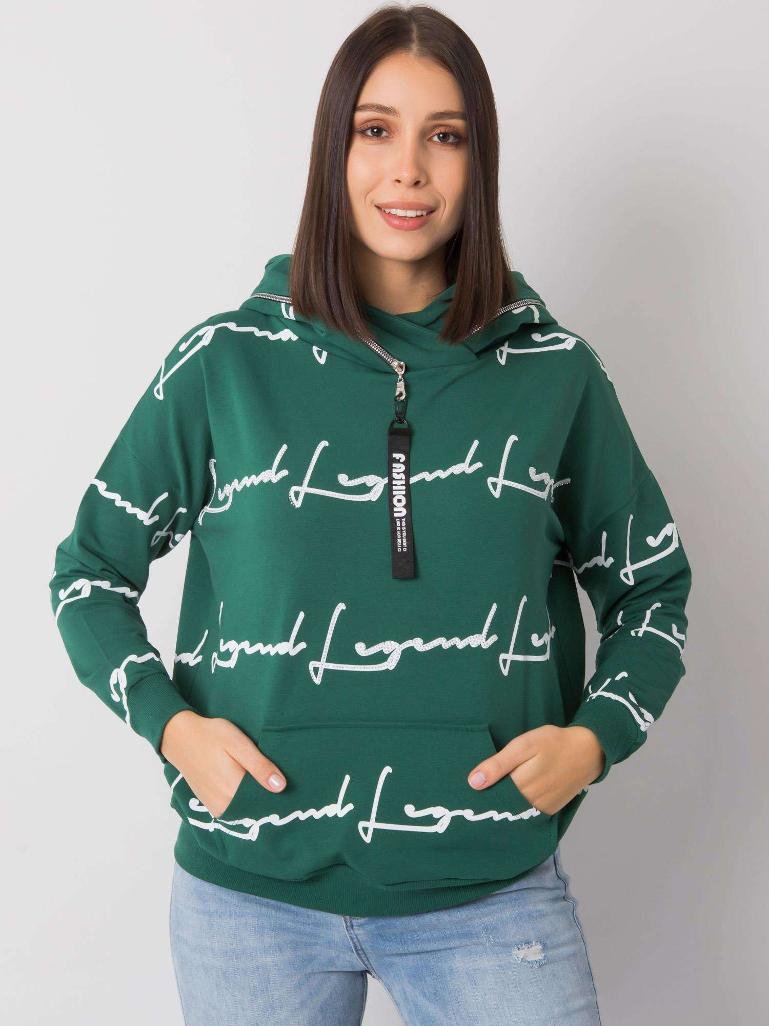 Dark green plus size sweatshirt with Jossa pocket