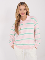 Jasnoróżowa damska bluza typu polo