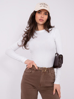 Ecru dopasowana bluzka basic z bawełny 