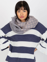 Hurt Szaro-jasnoróżowy damski komin zimowy w kratkę 