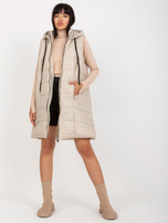 Hurt Jasnobeżowa długa pikowana puchowa z kapturem OCH BELLA