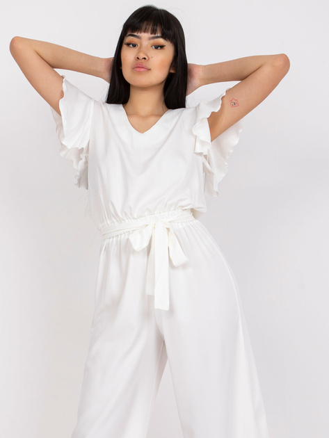 Ecru kombinezon damski z wiązaniem