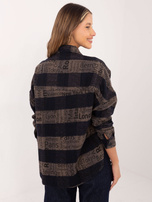 Hurt Granatowo-ciemnoszara wierzchnia koszula w kratę z kieszeniami