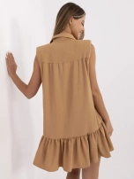 Camelowa mini sukienka z guzikami Odelia RUE PARIS 