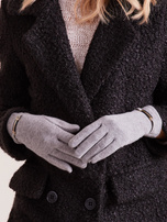 Szare rękawiczki damskie z klamerką