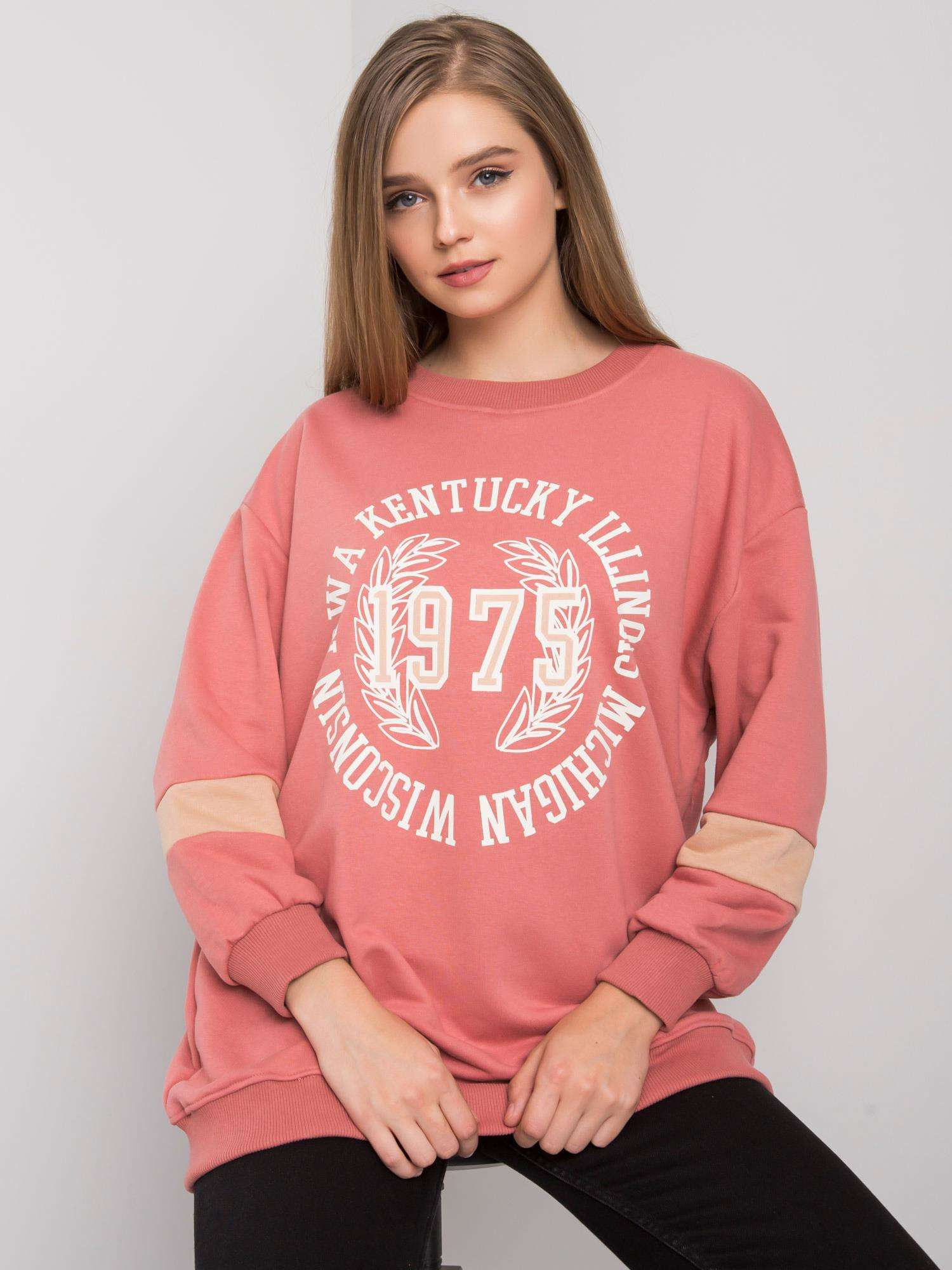 Brudnoróżowa bluza oversize z nadrukiem Kate