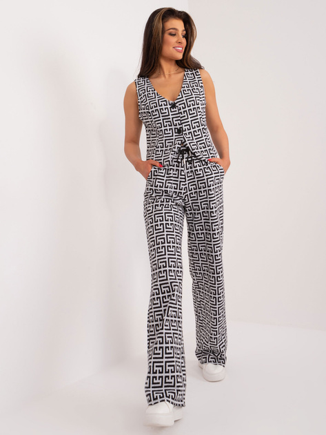 Hurt Szaro-czarne materiałowe spodnie z prostą nogawką