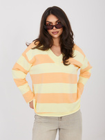 Jasnożółto-pomarańczowa casualowa bluza oversize w paski