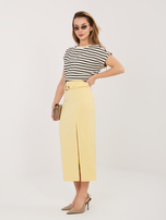 Jasnożółta midi spódnica z rozcięciem RUE PARIS 