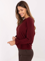 Bordowy damski sweter oversize z wiskozą