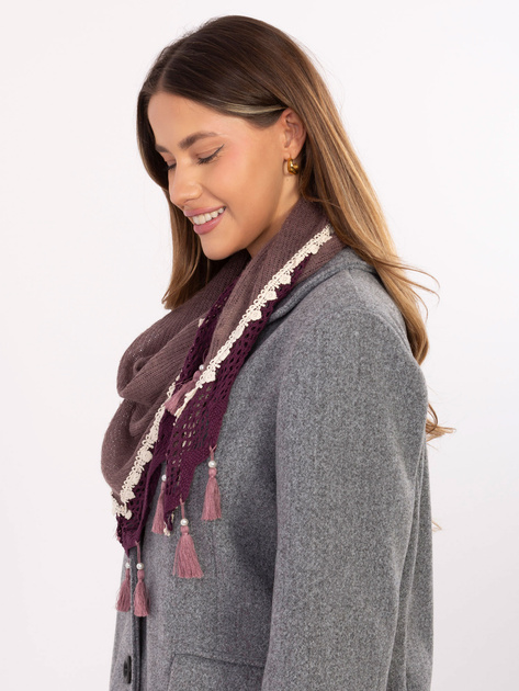 Fioletowa trójkątna chusta z perełkami