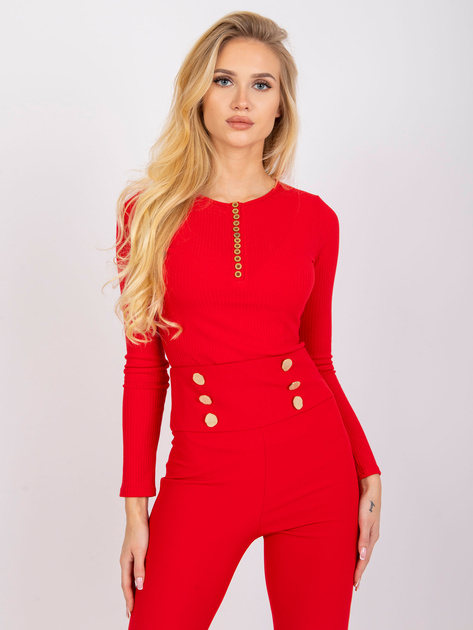 Czerwona bluzka w prążki Moxie