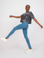 Niebieskie damskie spodnie jeansowe rurki RUE PARIS 