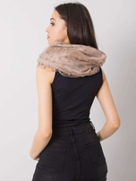 Ciemnobeżowa chusta w grochy