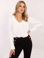 Hurt Biała elegancka bluzka z bufiastym rękawem