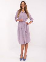 Hurt Biało-fuksjowa sukienka szmizjerka o luźnym kroju