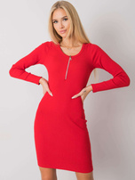 Czerwona prążkowana sukienka damska Azari RUE PARIS