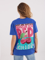 Ciemnoniebieski t-shirt z napisami SUBLEVEL