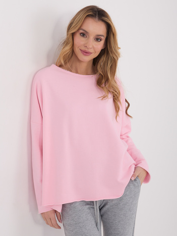 Jasnoróżowa bluza oversize z okrągłym dekoltem