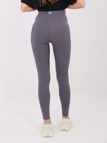 Grafitowe prążkowane legginsy z wysokim stanem