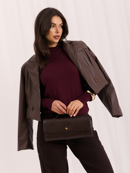 Bordowy elegancki sweter z półgolfem