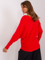 Hurt Czerwony sweter oversize o kroju nietoperza