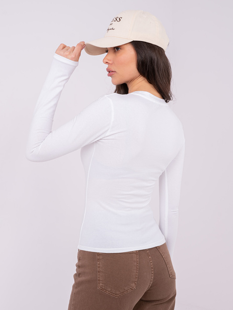 Ecru dopasowana bluzka basic z bawełny