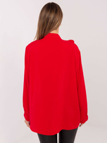 Czerwona damska koszula z plisowanym żabotem