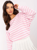 Hurt Różowo-biała damska bluzka oversize z printem