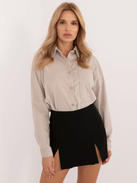 Hurt Jasnobeżowa sztruksowa koszula oversize z bawełny SUBLEVEL