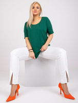 Ciemnozielony t-shirt z bawełny plus size Missy