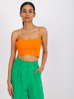 Pomarańczowy krótki top w prążek na ramiączkach Aria RUE PARIS
