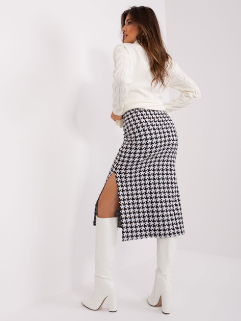 Hurtownia Biało-czarna spódnica dzianinowa z rozcięciami