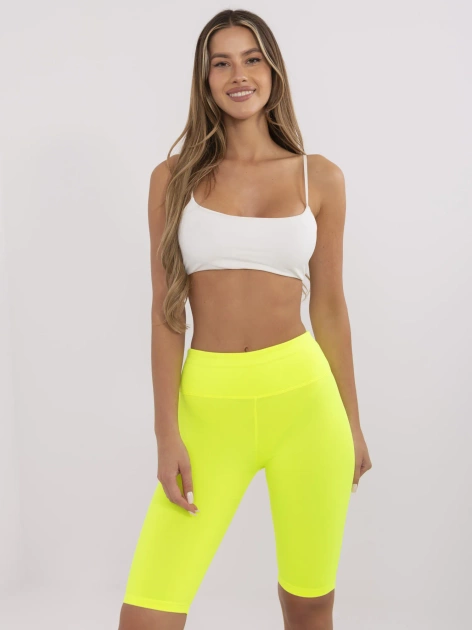 Fluo żółte gładkie szorty typu kolarki Serena