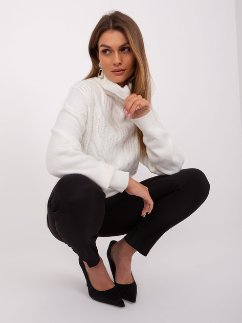 Hurtownia Ecru damski sweter ze ściągaczami