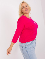 Hurt Fuksjowa damska bluzka plus size ze ściągaczem