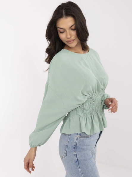 Pistacjowa bluzka ze ściągaczem w talii SUBLEVEL