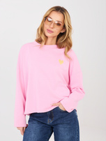Różowa damska bluza z niewielkim haftem 