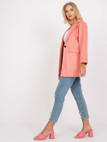 Brzoskwiniowa damska marynarka z ekozamszu z długim rękawem Irmina