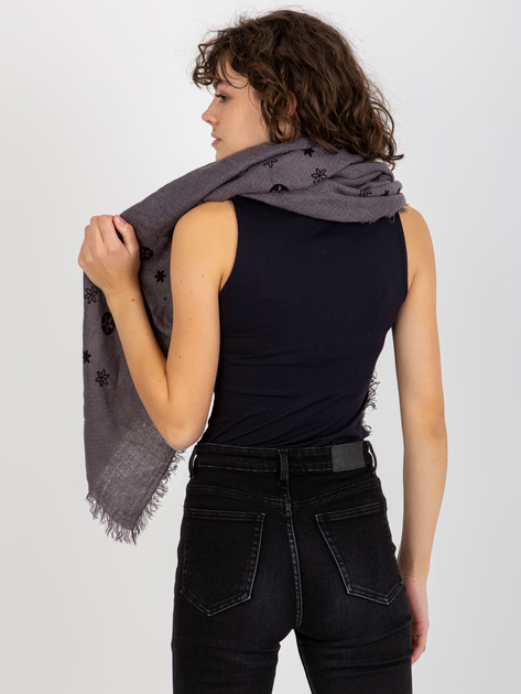 Hurtownia online Ciemnoszary damski szal we wzory