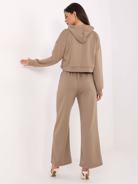 Ciemnobeżowy komplet z szerokimi spodniami RUE PARIS