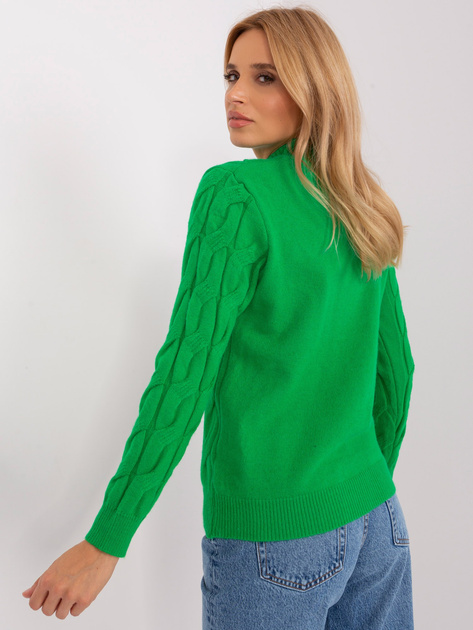 Hurtownia Zielony luźny sweter z dzianiny